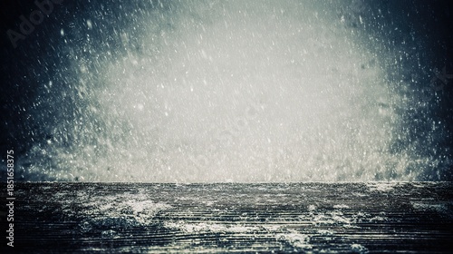 unanimity. Winter wooden surface with gentle snowfall, cold seasonal atmosphere. travel magazines, destination branding, designed for outdoor magazines and nature guides, inspires travel planning.