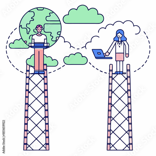 Remote collaboration people working together virtually using technology and communication