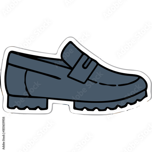 Stylized Dark Blue Loafer Shoe Icon