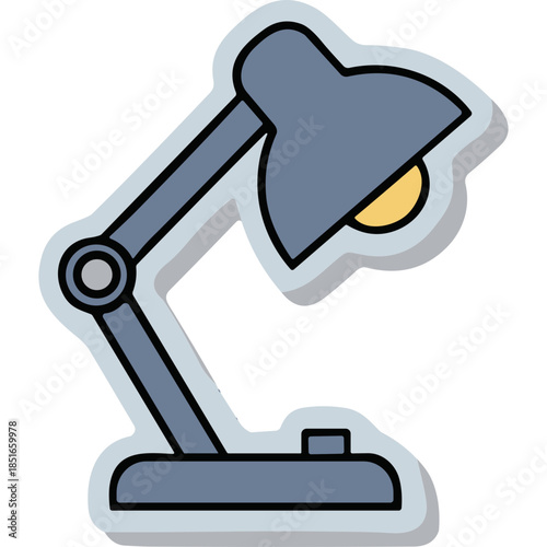 Stylized Desk Lamp Icon with Adjustable Arm and Light Bulb