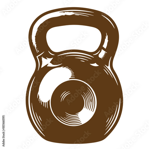 Detailed sketch style illustration of a brown kettlebell for fitness and weightlifting training