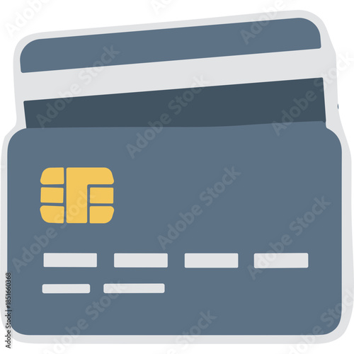 Stylized Credit Card Icon with Chip and Account Numbers