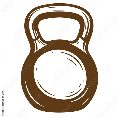 Hand drawn brown sketch vintage kettlebell icon representing weightlifting and strength training