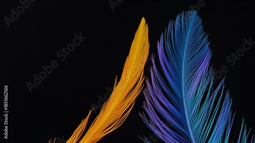 feather on black background