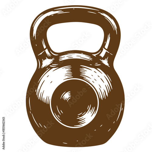 Hand drawn sketch style brown kettlebell for fitness and strength training workout