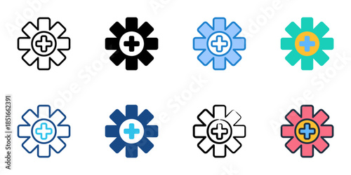 Emergency response icons set multiple style collection. 
