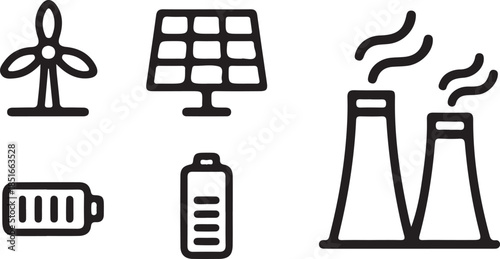 Solar and Battery Storage Icons for Sustainable Energy.