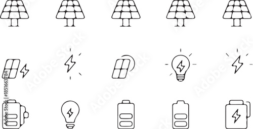 Battery and Power Charging Icons for Energy.