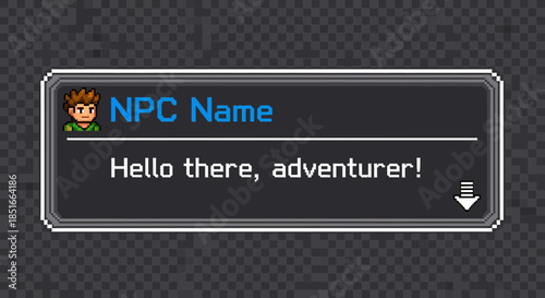 Retro Game Dialogue Box With Character Portrait And Greetings