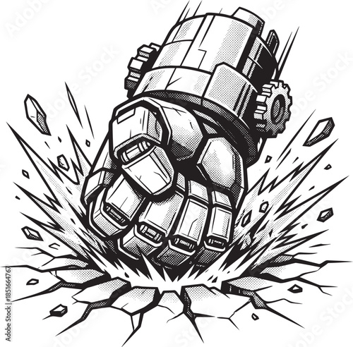 Robotic fist punching through concrete with dynamic motion and energy