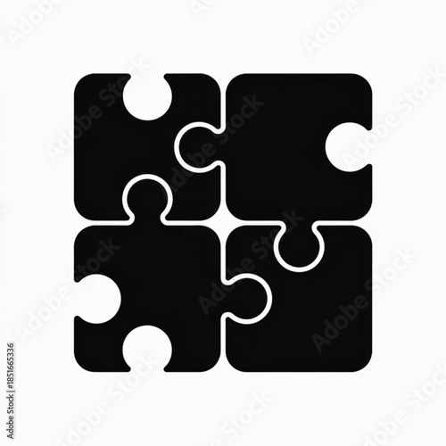 Four black puzzle pieces fitted together
