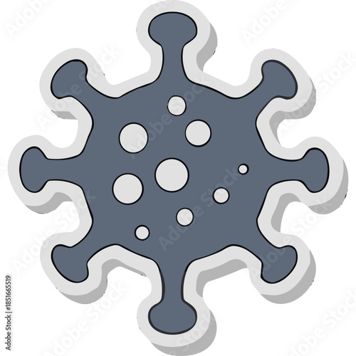 Stylized Grey Virus Icon with White Outline and Shadow