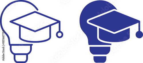 graduation cap,blue,simple icon,vector,line art graduation cap, mortar board, education icon.