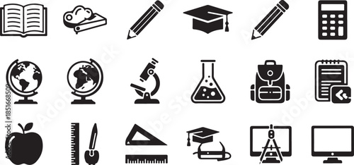 Education icons for learning and school