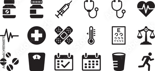 Medical icons for healthcare and wellness concepts