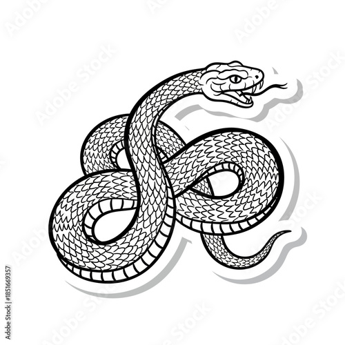 Menacing snake illustration with aggressive posture and sharp fangs