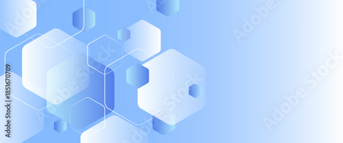 Abstract modern blue banner background design with health icons and symbols. Template design with concept and idea for healthcare technology, innovation medicine, health, science and research.