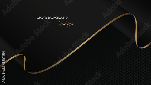 Luxury background vector design. Black luxury background with gold line and pattern decoration. Suit for award, card, invitation, certificate and others