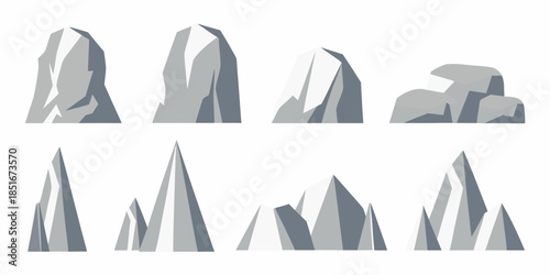 Stylized rock formations a collection of geometric stone shapes and designs
