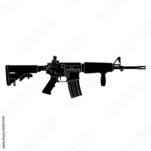 Black silhouette of a modern assault rifle