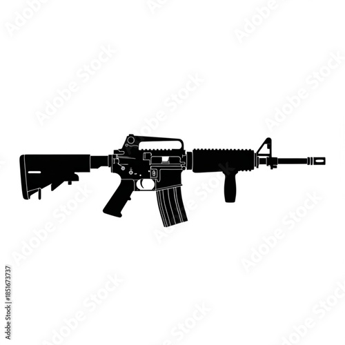 Black silhouette of a modern assault rifle on a