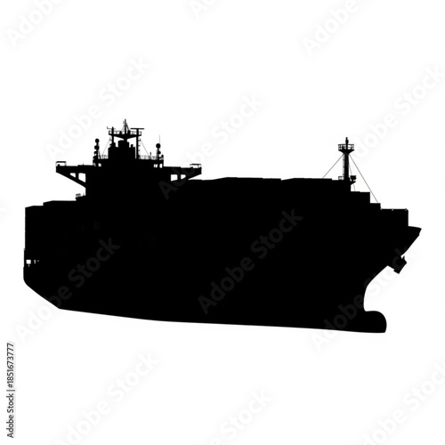 Silhouette of a large ship or boat with deck structures