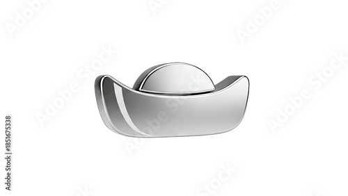 Shiny Silver Yuan Bao on White Background