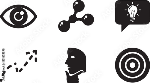 Business and Technology molecule light bulb speech bubble human head