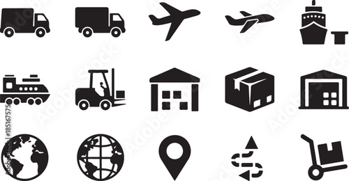 Logistics and transportation icons for business and industry use