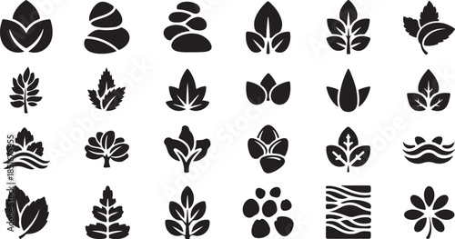 Collection of modern leaf and flower silhouettes