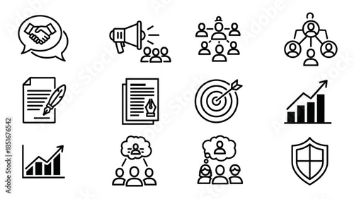 Set of business and finance icons for presentations and websites.