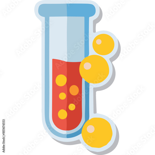 Test Tube with Red Liquid and Bubbles - Science Icon