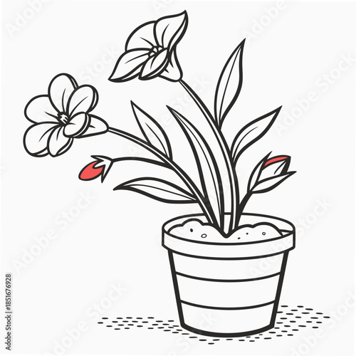 Flower Pot Minimal Illustration  Flat Vector  Pure (3) Vector Illustration
