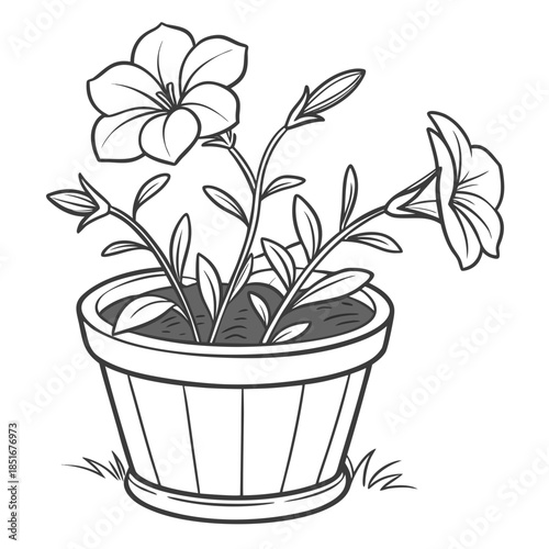 Flower Pot Minimal Illustration  Flat Vector  Pure (1) Vector Illustration