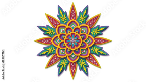 Folk Art Sun Symbol Papercut Wedding Ornament Vector