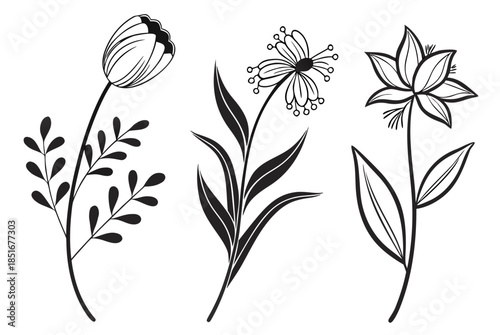 Nature Inspired Floral Icons  Clean Vector Art  Pu (1) Vector Illustration