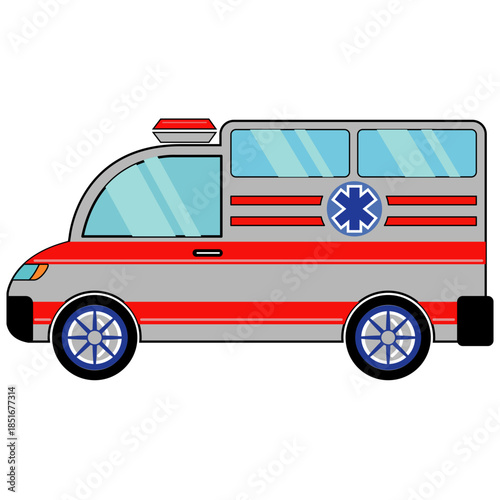 ambulance car with red and white sirene lamp