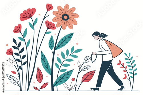 Floral Eco Concept Illustration Clean Vector Pur Vector Illustration