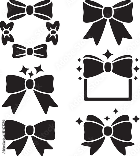 Decorative bows and ribbons collection isolated on transparent background