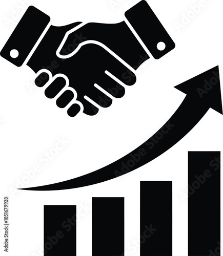 Business partnership and growth concept with handshake and increasing graph