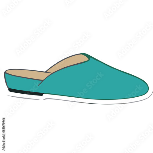 Turquoise Mules Slippers - Simple Flat Icon