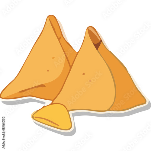 Two Delicious Samosas, Vector Illustration