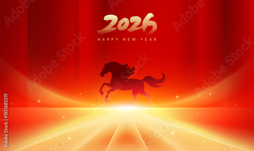 New Year red banner Year of the Horse Spring Festival background
