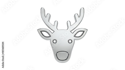 Silver Deer Head Icon on White Background