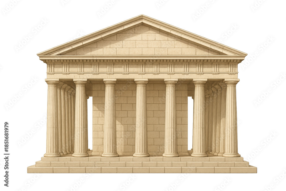 Fototapeta premium Ancient greek style temple facade with classic columns and pediment, representing history, culture, and architecture