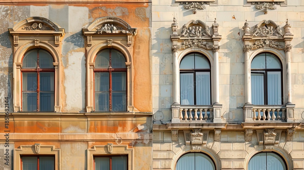 Obraz premium Classic European Building Facade with Elegant Architecture