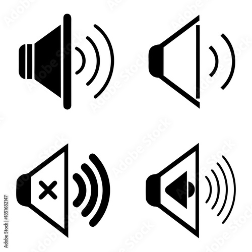 Set of audio control icons