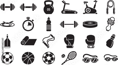 Fitness icons for sports and exercise routines