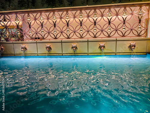 Fountain in BAPS Hindu Temple in Abu Dhabi
