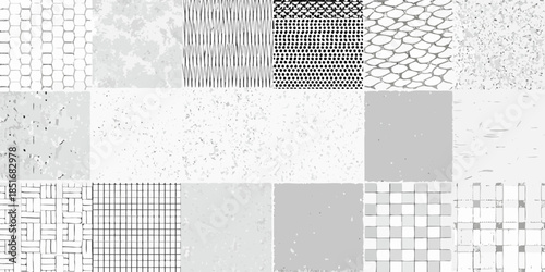 A collection of grayscale textures and patterns presented in a grid arrangement